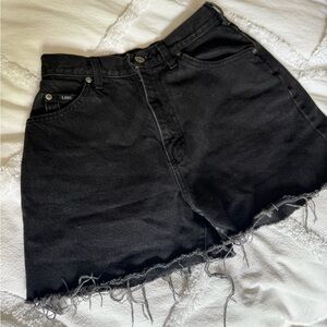 Vintage Lee Black Jean Shorts with Frayed Hem